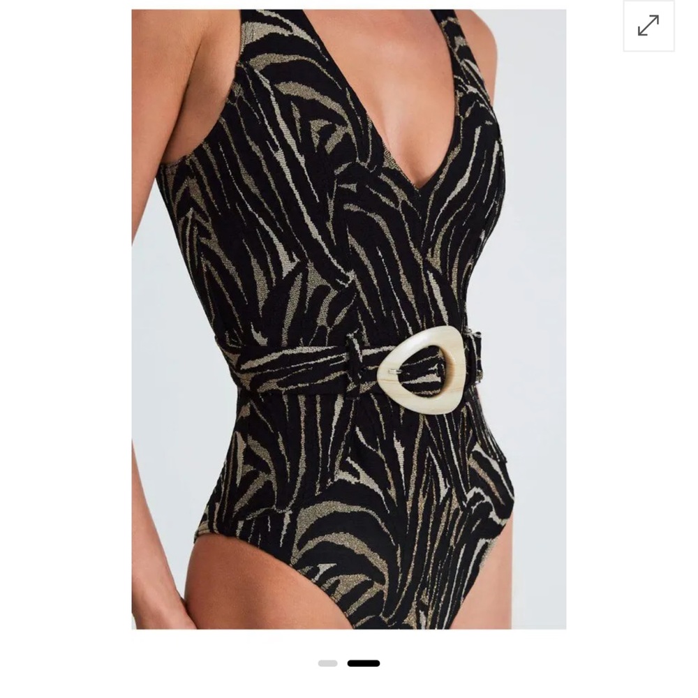 DEVON WINDSOR Black and Gold One Piece Swimsuit